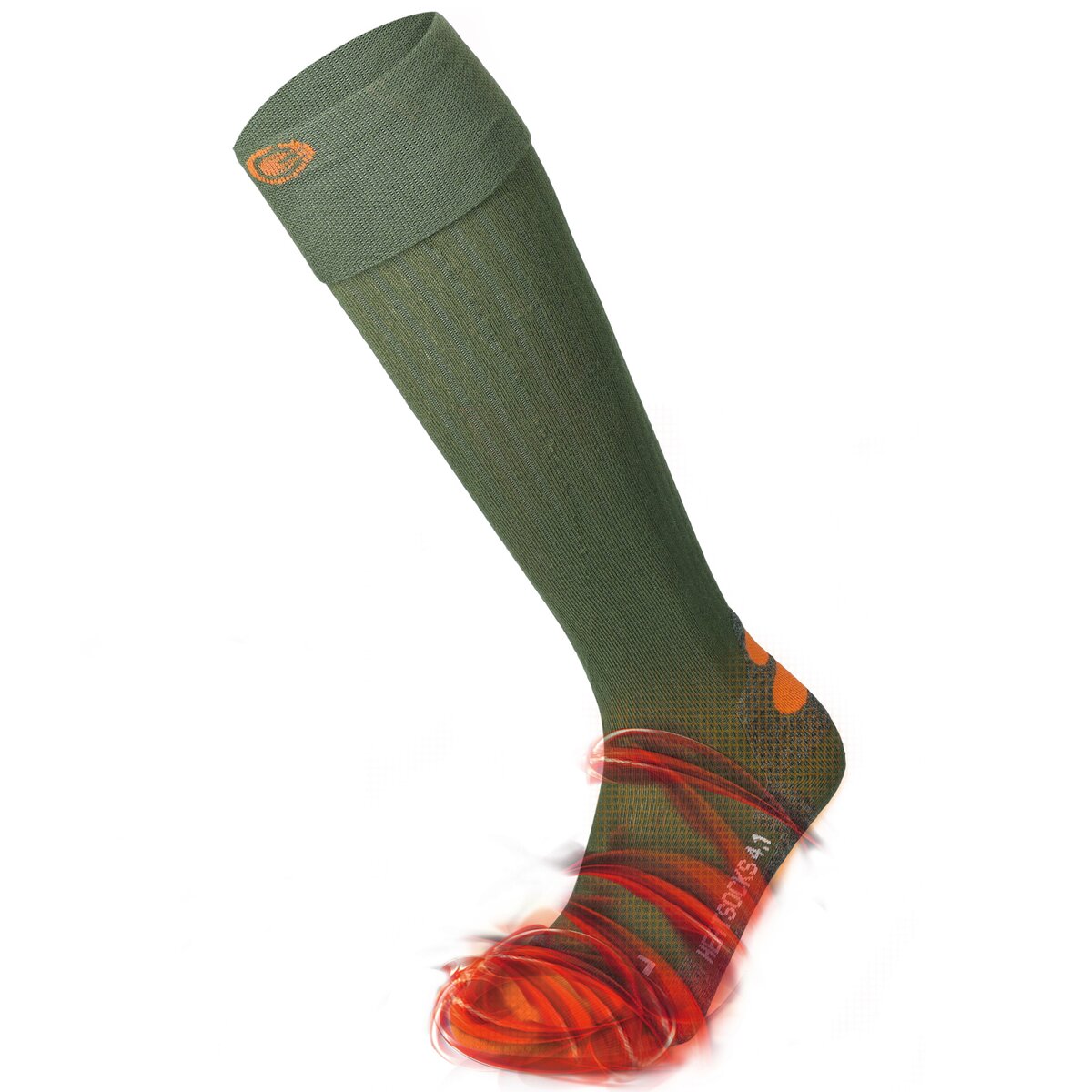 Lenz Pair of heated socks 4.1 Toe Cap® (Green/orange, size 39-41)