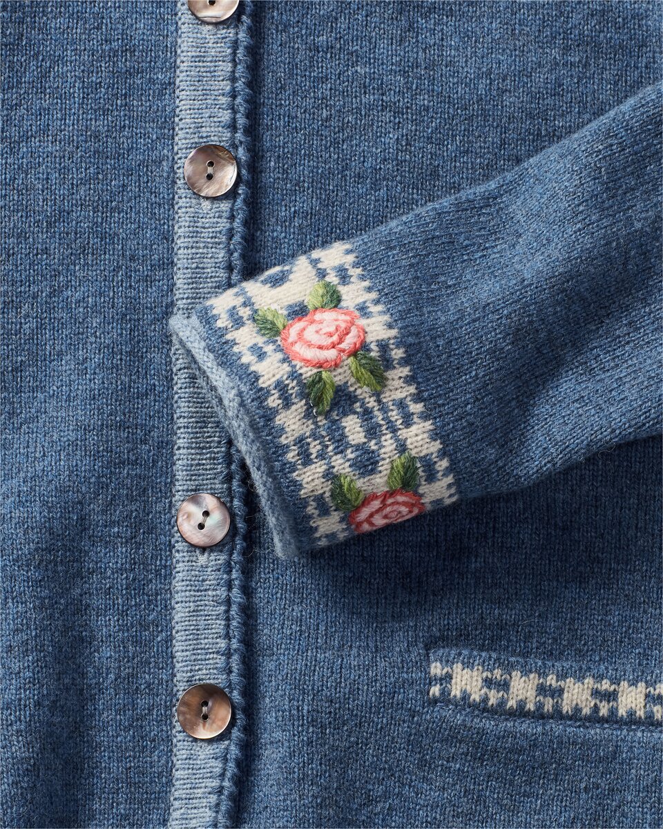 Reitmayer Long cardigan with jacquard pattern (Medium blue)