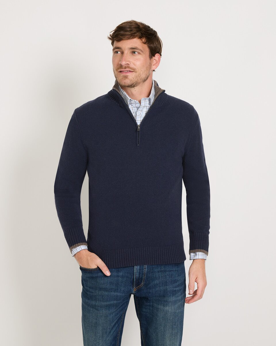 Highmoor Troyer with collar contrast (Dark blue)