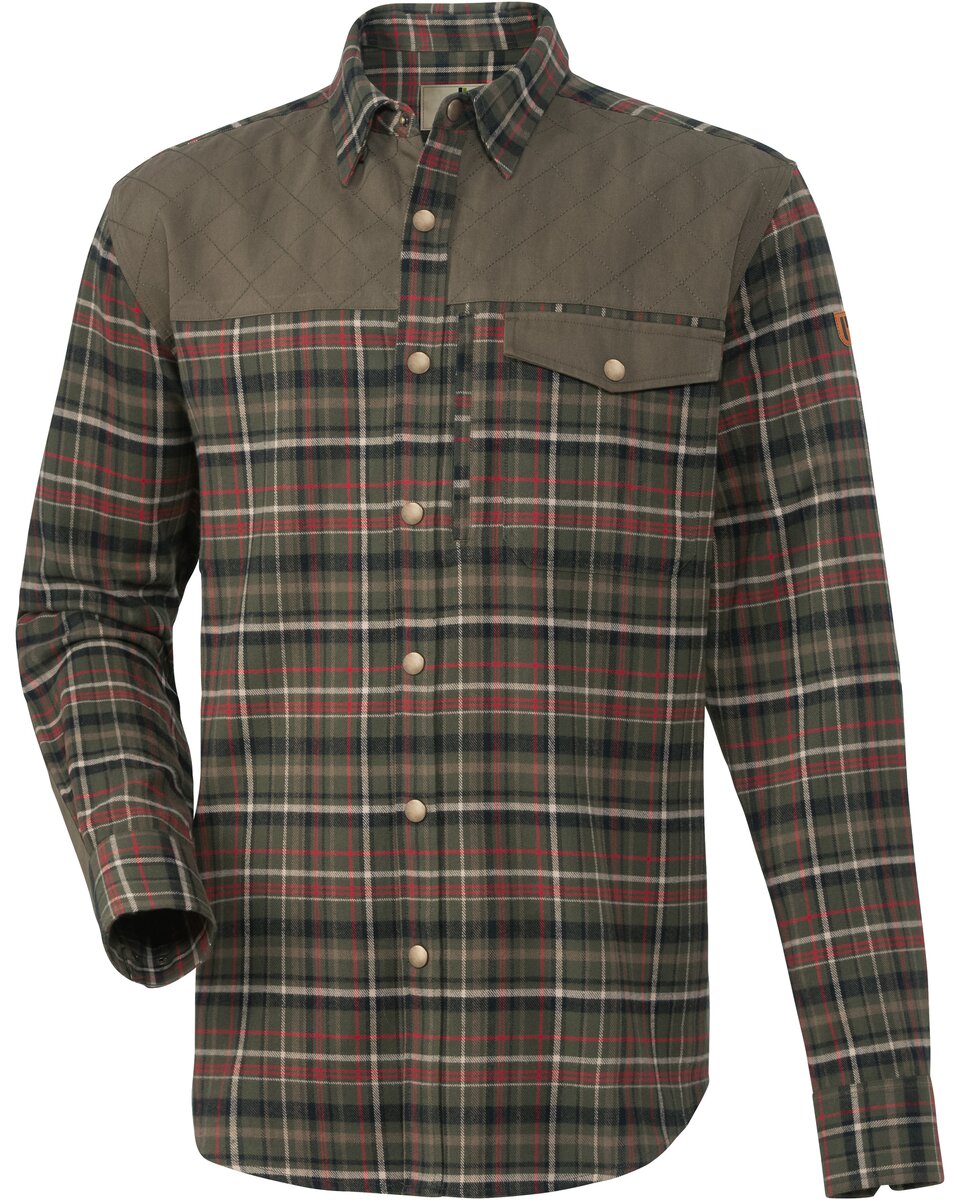 Parforce Spessart hunting shirt with snap fasteners (Olive/red checkered)