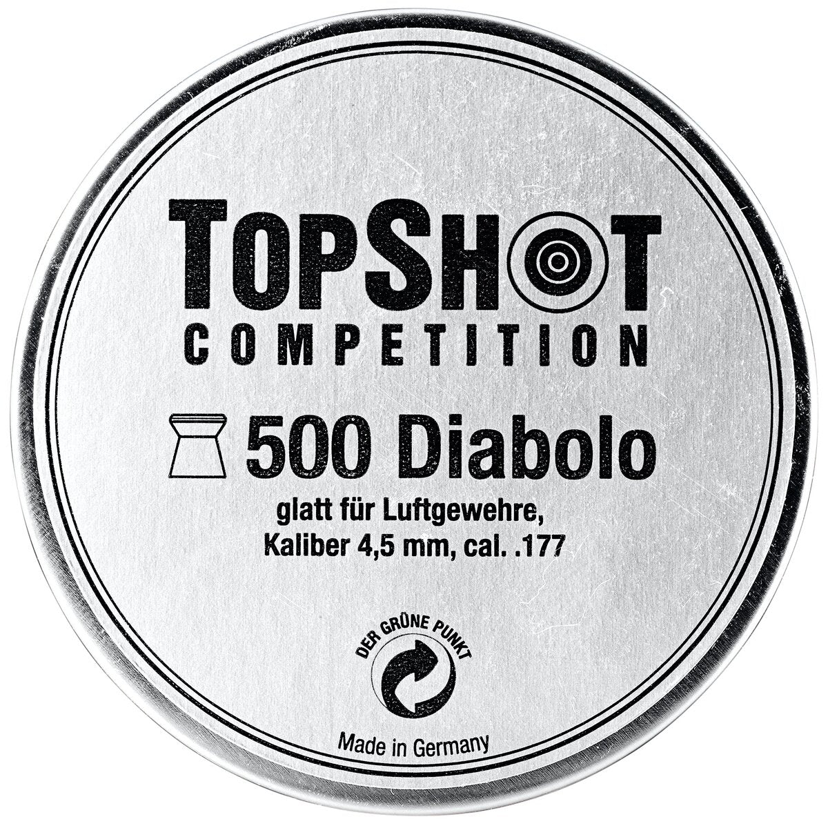 TOPSHOT Competition 4.5 mm diabolo smooth (Caliber 4.50) — Pack of 500 pcs