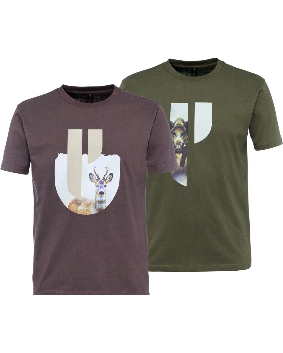 Parforce Double pack of T-shirts Boar+Buck (Olive/brown)