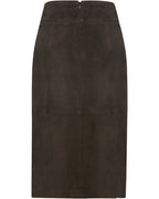 Highmoor Wide leather skirt with slit (Brown)