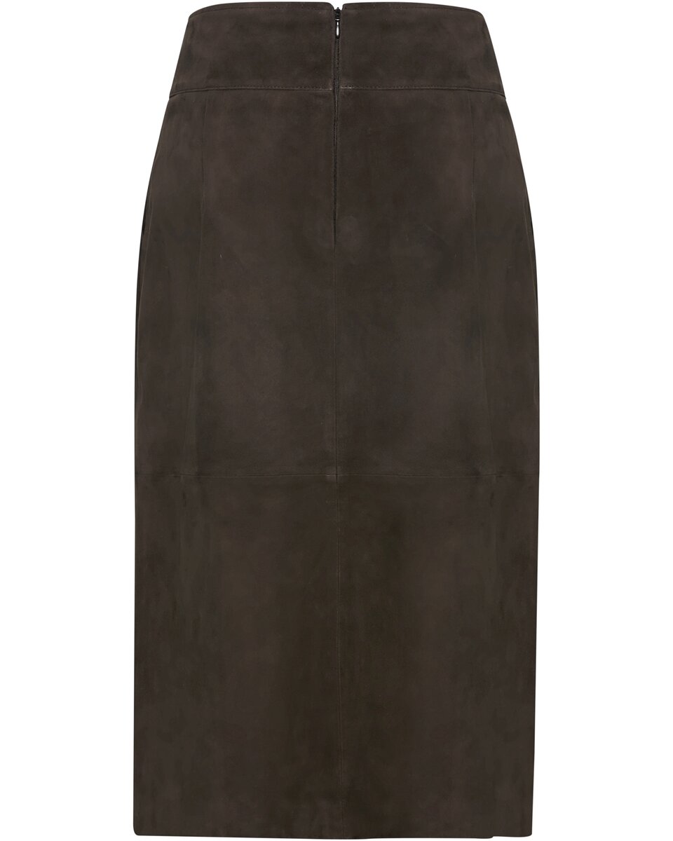 Highmoor Wide leather skirt with slit (Brown)