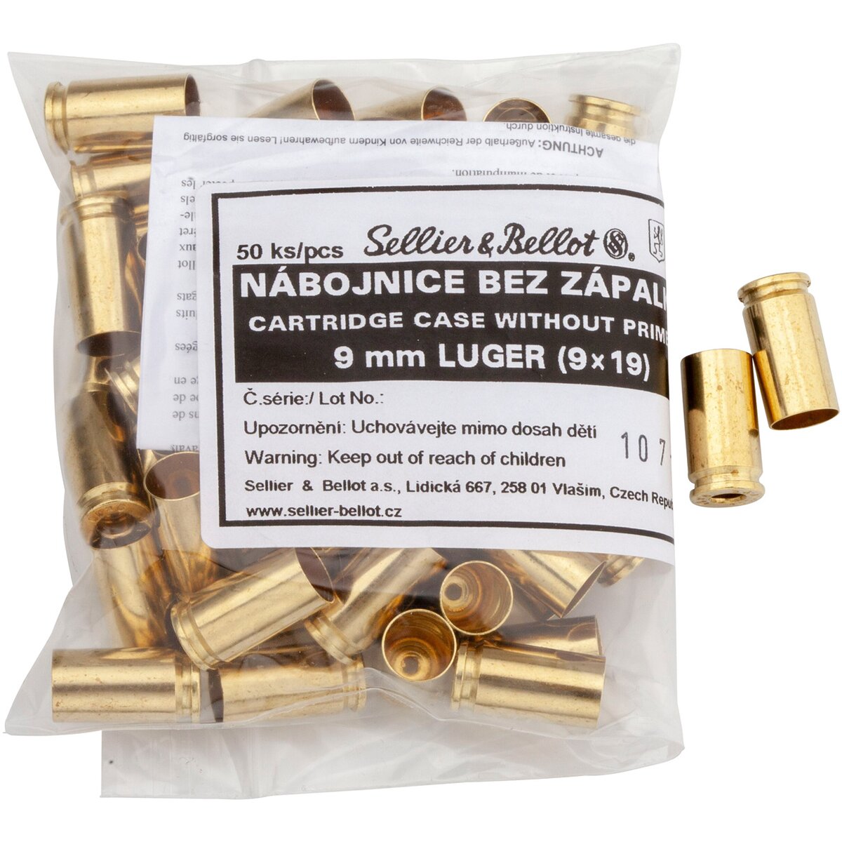 Sellier & Bellot Sleeves 9 mm Luger (Caliber 9 mm Luger) — Pack of 50 pcs