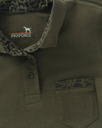 Parforce women's polo shirt with forest animal detail (Olive/Black)
