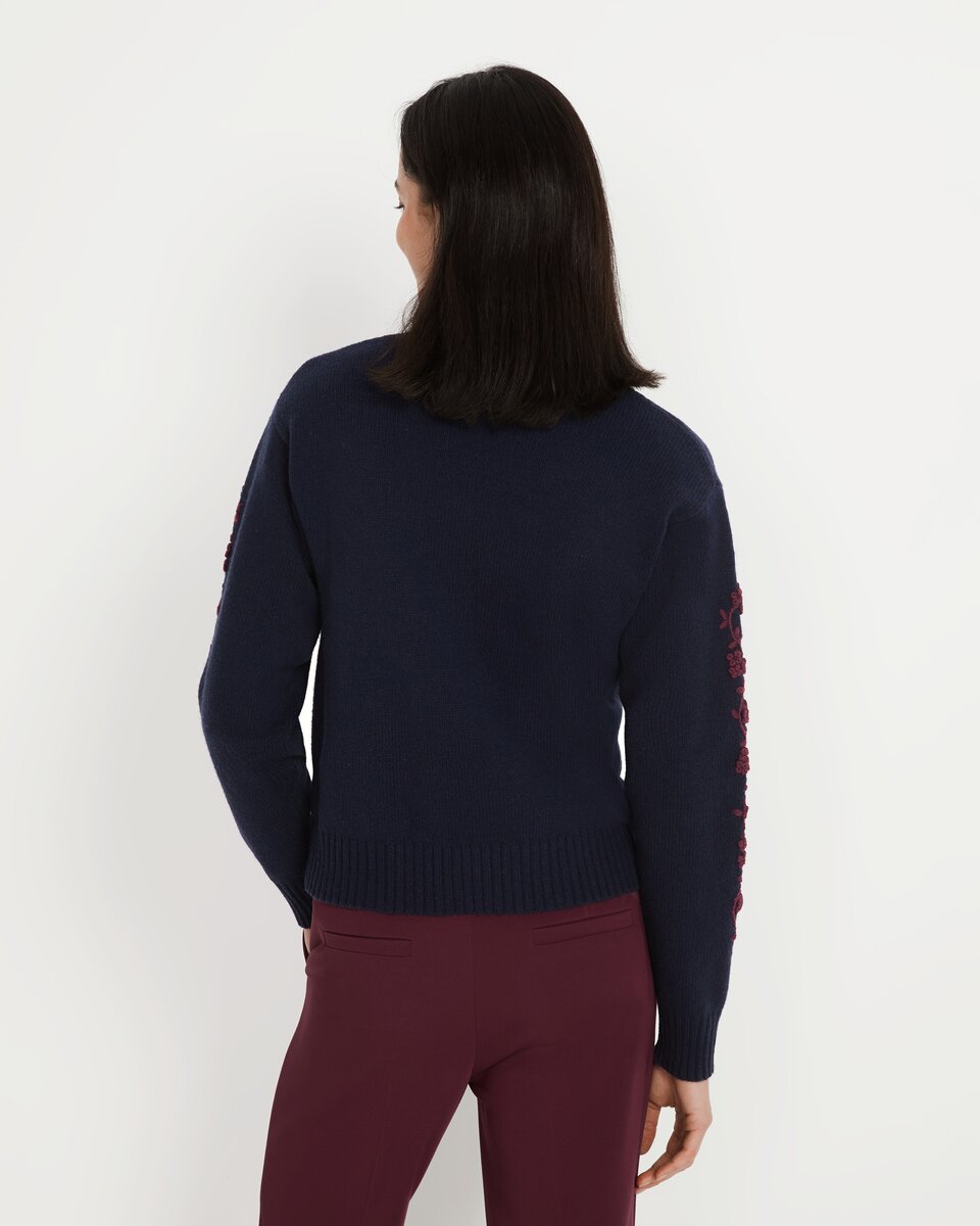 Reitmayer Sweater with floral embroidery (Dark blue)