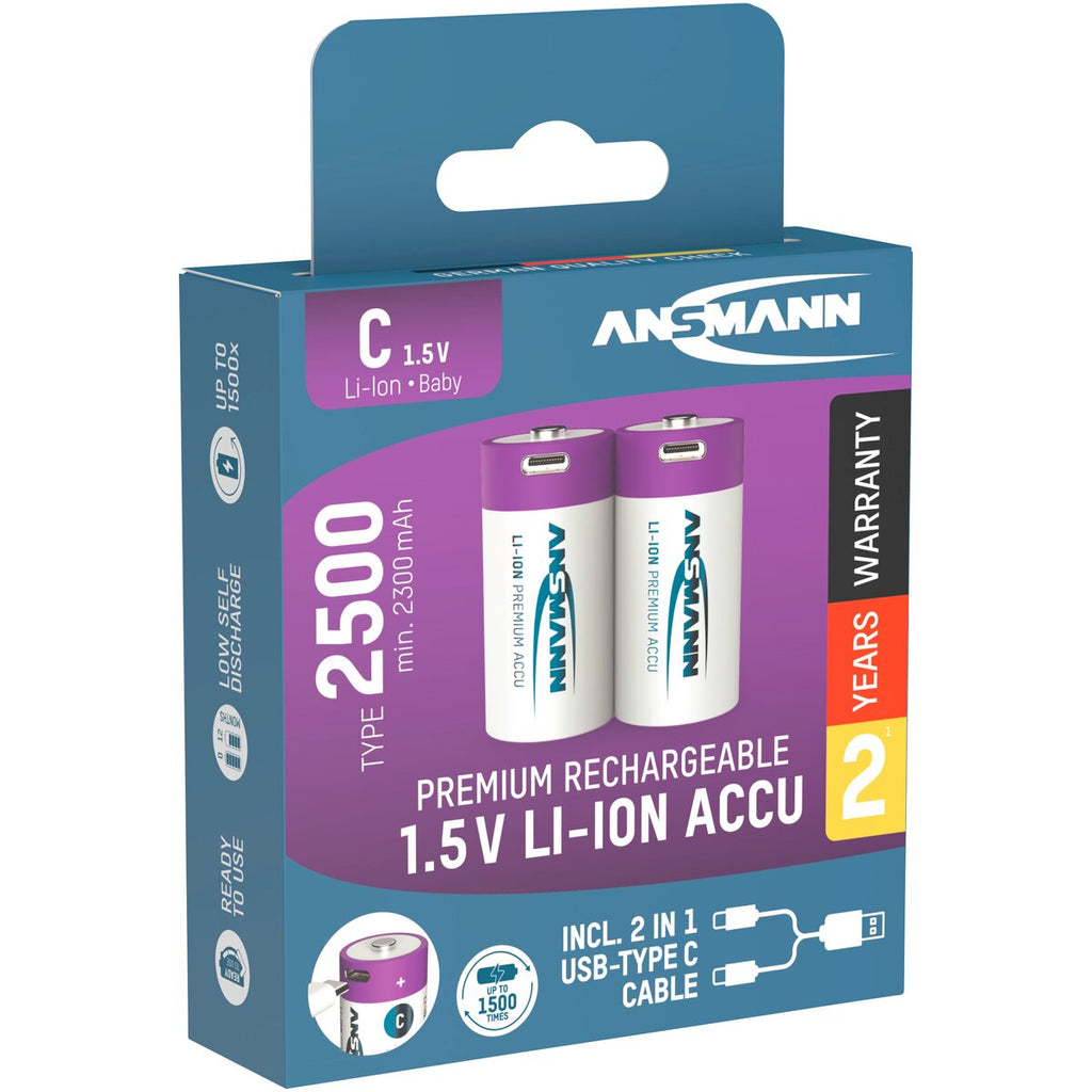 Ansmann Battery Li-Ion 1.5V C-Cell type 2500 – 2 pieces