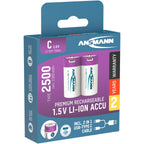 Ansmann Battery Li-Ion 1.5V C-Cell type 2500 – 2 pieces