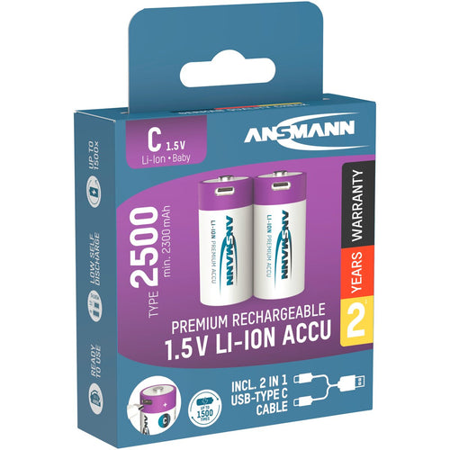 Ansmann Battery Li-Ion 1.5V C-Cell type 2500 – 2 pieces