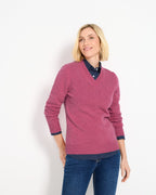 Highmoor V-neck sweater made of lambswool (Pink)