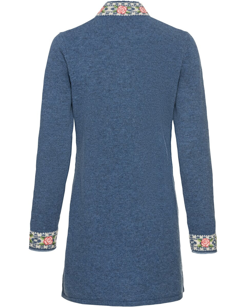 Reitmayer Long cardigan with jacquard pattern (Medium blue)
