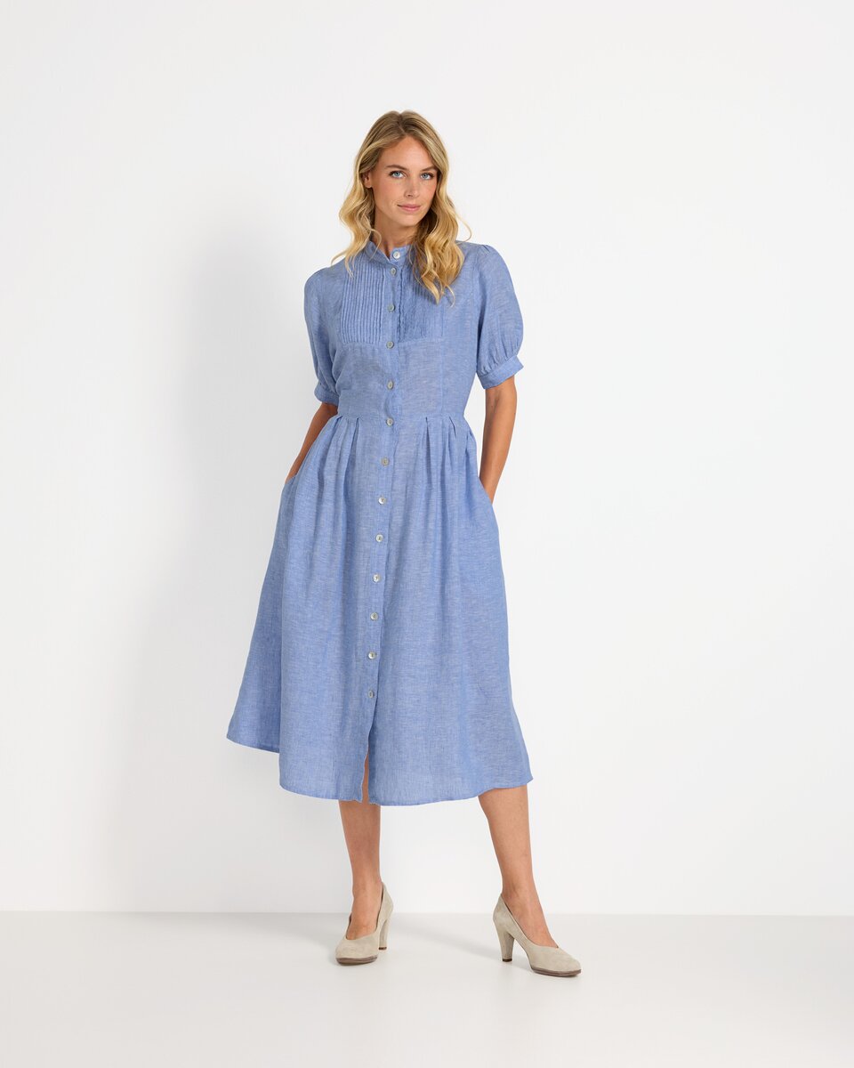 Reitmayer High-necked linen dress (Blue)