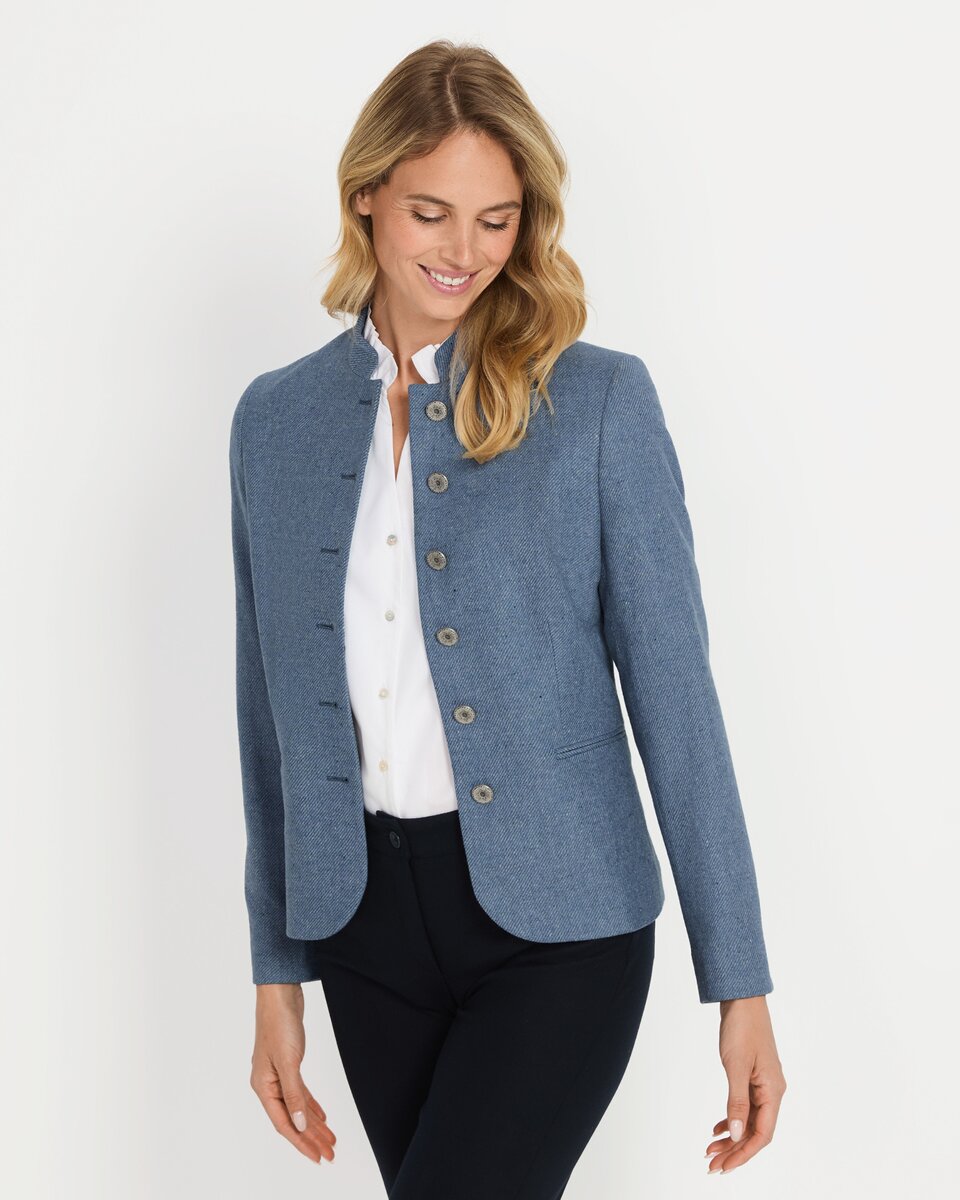 Luis Steindl Tweed stand-up collar jacket (Blue)
