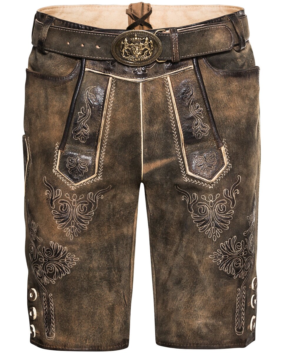 Luis Steindl Short leather pants with belt (Dark brown)