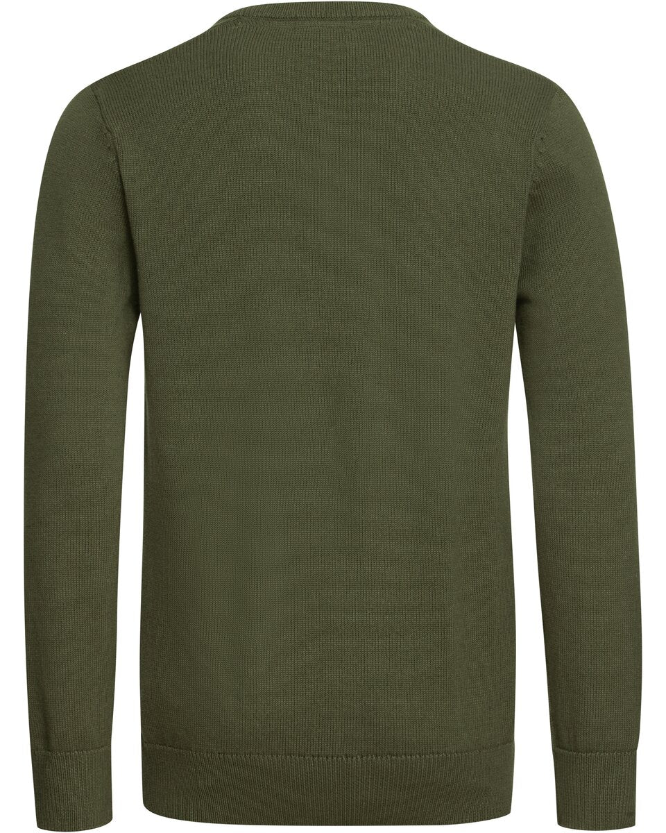 Highmoor Set: V-neck sweater & checked shirt (Green)