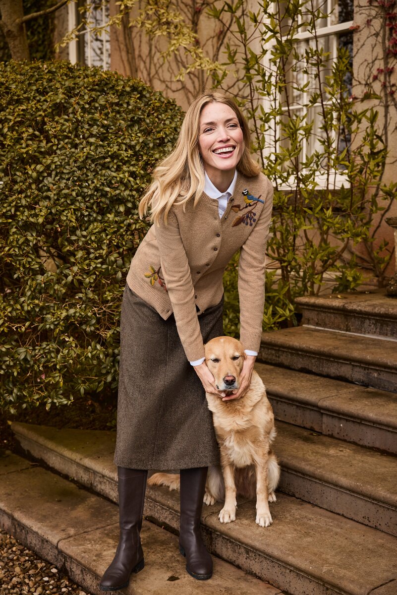 Highmoor Flared tweed skirt (Brown beige)